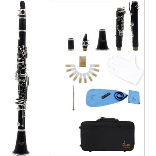 Muslady Clarinet ABS 17 Key bB Flat Soprano Binocular Clarinet with Cleaning Cloth Gloves 10 Reeds Screwdriver Reed Case New