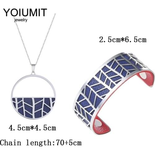 Cremo Interchangeable Leather Jewelry Set Goth Stainless Steel Necklace and Bracelets For Women Birthday Gift Jewelry Set