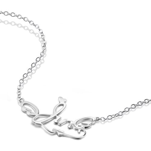 Creative fashion letter Pendant Necklace for Women 925 silver hollow pendant lettering Necklaces Jewelry gift bijoux