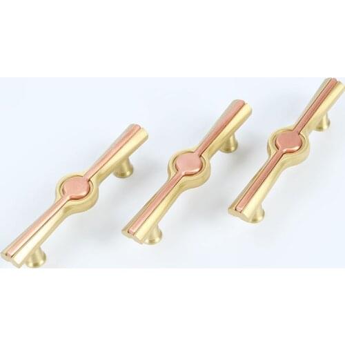Brass Red Copper Cabinet Handles Drawer Knobs Kitchen Cupboard Handle Wardrobe Knob European Furniture Door Accessory