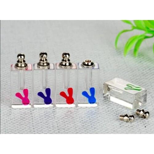 Cute Crystal Glass vial pendant Mini Perfume oil bottle charms name on rice art Essential oil charms necklace pendant bottle jar
