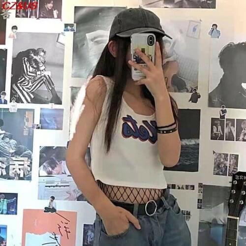 Fashion 2021 Summer New Wear Letter Print Slim Short Vest, Female Students' Versatile Sports Yoga Running Sling