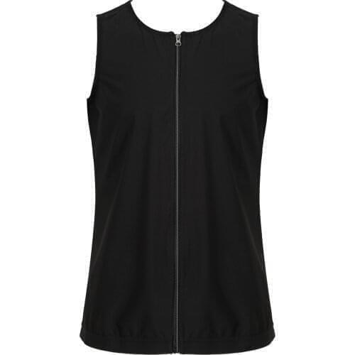 Mens Solid Color Black Sportswear Zipper Tank Top Vest Fitness Shapewear Workout Exercise Cycling Wear Sleeveless Sexy Crop Tops