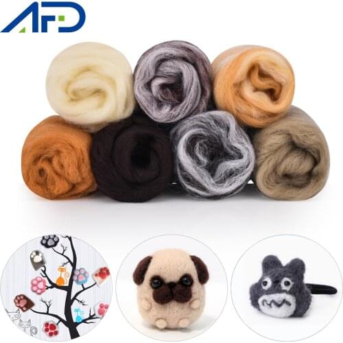 DIY Handcraft Small Animals Dolls Needle Felting Wool 7 Colors Wool Felt Accessories Tool Needlecraft Felting Needle Starter Kit