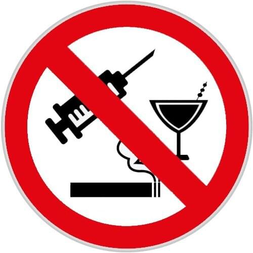 No Drug Alcohol Smoking Car Sticker Funny Accessories Decal Warning Sign Waterproof Decals PVC,11cm*11cm
