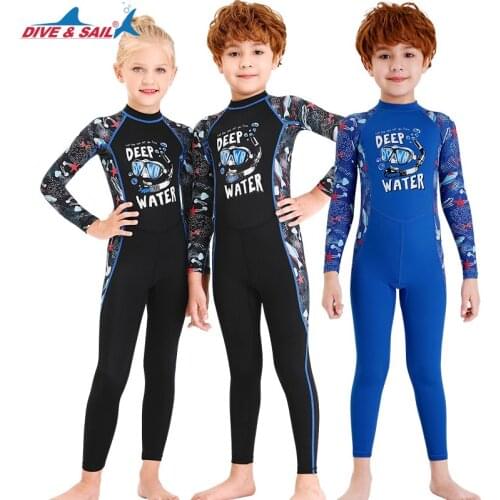 New children bathing suit prevented bask one piece diving suit drifting in long sleeve snorkeling quick-drying jellyfish UPF50