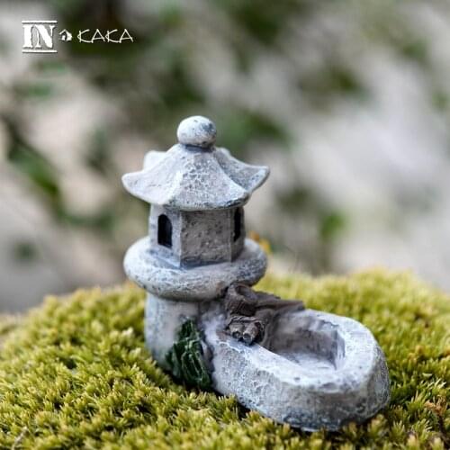 Resin retro Pond Tower model home moss figurines Toys DIY miniatures/terrarium mini fairy micro garden DIY accessories ornaments