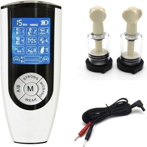 Electric shock unit control USB rechargable nipple clamps bondage electro massager Therapy Box Machine BDSM sex toy for man