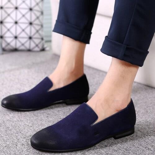 Causal Fashion Suede Dress Shoes Doug Shoes Elegant Men Loafer Flat Party Club Shoes Plus Size 38-48 Sapato Masculino