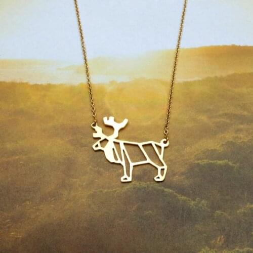 Simple Antler Deer Necklace Reindeer Horn Stag Cute Elk Christmas Deer Jewelry Woodland Fawn charm pendant luck Necklaces