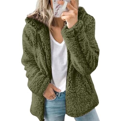 Oversized S-5XL Asymmetrical Womens Plush Fleece Hoody Zip Up Sweatshirts Autumn Winter Thicken Soft Hooded Coats