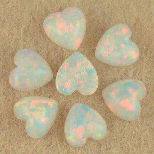 Opal supplier OP18 white opal stone loose beads flat back heart cabochon opal for jewelry making