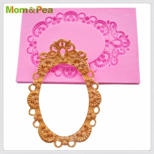 Mom&Pea MPA1820 Floral Frame Shaped Silicone Mold Cake Decoration Fondant Cake 3D Mold Food Grade