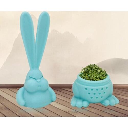 Easter Cute Rabbit Silicone Tea Infuser Reusable Tea Strainer Sweet Leaf With Drop Tray Tea Ball Herbal Spice Filter Tea Tools