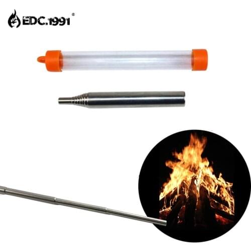 EDC GEAR Outdoor Camping Blow Fire Tube Pocket Bellow Stainless Steel Collapsible Adjustable Tube Camping Survival Multi Tool
