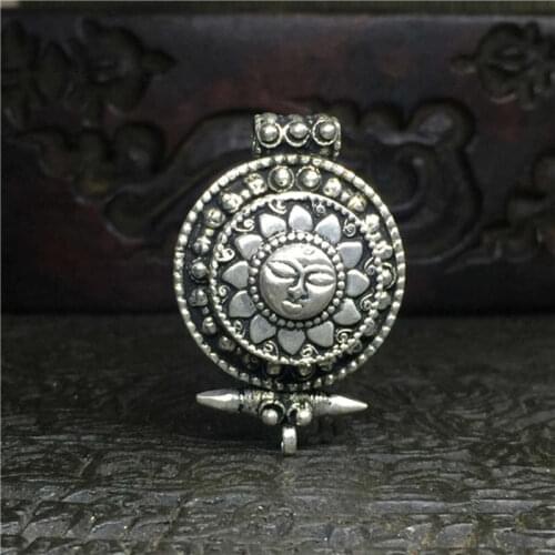 Tibetan Prayer Box Sun God Amulets Tibet Double Layer Amulet Pendants GHAU Jewelry TGB086
