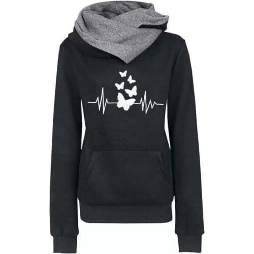 Oversized Hoodie Women Sweatshirts Winter Fashion Butterfly Embroidery Long Sleeve Slim Pullovers Pocket Warm Hooded Sweat Femme