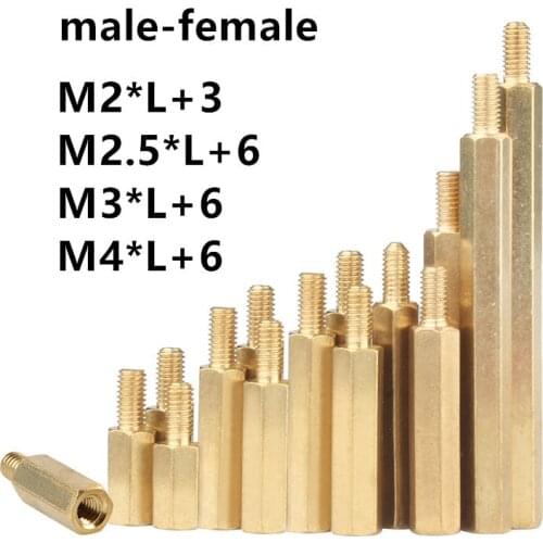 10/50pc Solid Brass Copper M2 M2.5 M3 M4 Hex Standoff Hexagon Pillar M-F F-F Male-Female Female Spacer for PCB Board Motherboard