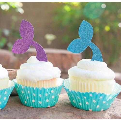 Mermaid Tail Cupcake Toppers, under the Sea Food Picks Nautical wedding party baby bridal shower birthday cake topper decor