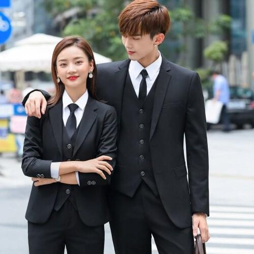 IZICFLY Fall New Style black Office Ladies Uniform business colleague lovers couple men women suits elegant plus size Work Wear