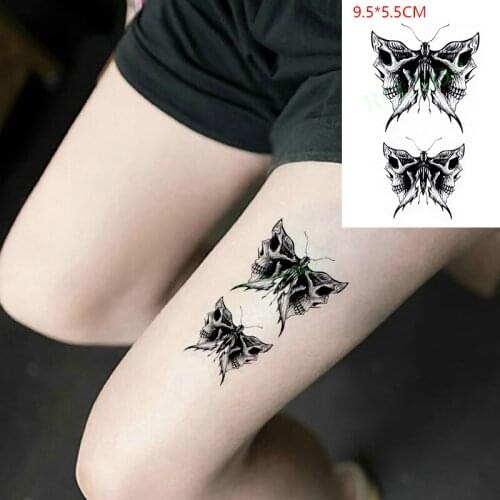 Waterproof Temporary Tattoo Sticker Skull Butterfly Small Size Black Arm Leg Body Art Flash Tatoo Fake Tatto for Woman Men