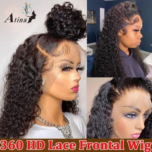 Curly 13x6 Lace Front Wig Human Hair Wigs For Black Women Full HD Deep Wave Glueless 360 Lace Frontal Wig Prelucked Hairline