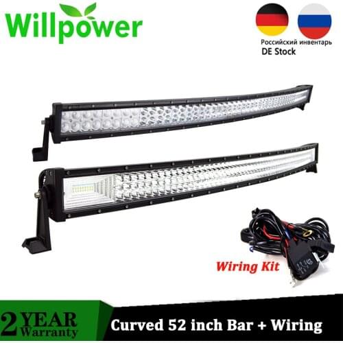 Willpower 52" Curved Led Light Bar COMBO 52 inch 300W 675W Driving Offroad Car Truck 4x4 SUV ATV 12V 24V