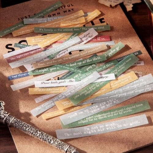 Yoofun 60pcs/pack Stripe Stickers Pack Fairy Tale Motto Vintage Diary Scrapbooking Decoration Material Stickers Retro Stationery