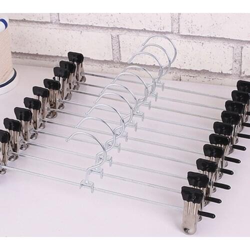 1PC Stainless Steel Trousers Rack Clip Metal Anti-Slip Clothespin Wardrobe Pants Clamp Clothes Hanger For Balcony Bathroom Home