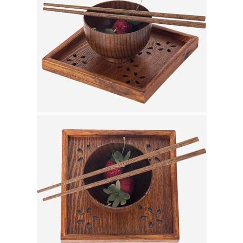 1PC Natural Wood Serving Tray Wooden Plate Tea Food Server Dishes Water Drink Platter Storage Sakura Tray MF 022