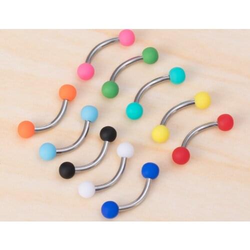 2PCS 2021 New 16G Acrylic Daith Rook Earring Surgical Steel Curved Barbell Eyebrow Rings Lip Belly Cartilage Piercing Jewelry