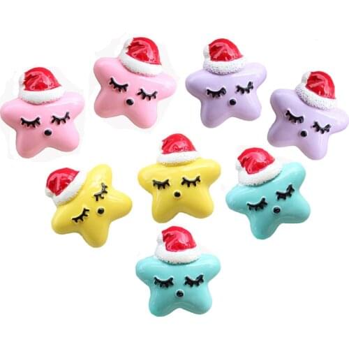 5Pcs Christmas Star Flatback Resin Slime Charms Embellishments Making Supplies Buttons for DIY Crafts Scrapbooking Ornament
