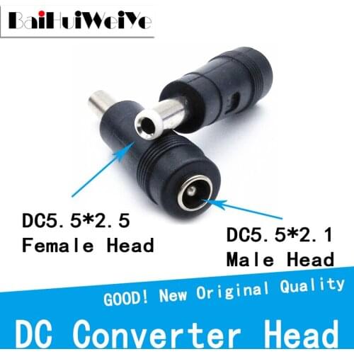 5pcs/lot DC Converter Head DC5.5 * 2.1 Female To 5.5 * 2.5 Male DC Power Adapter Big Turn Small