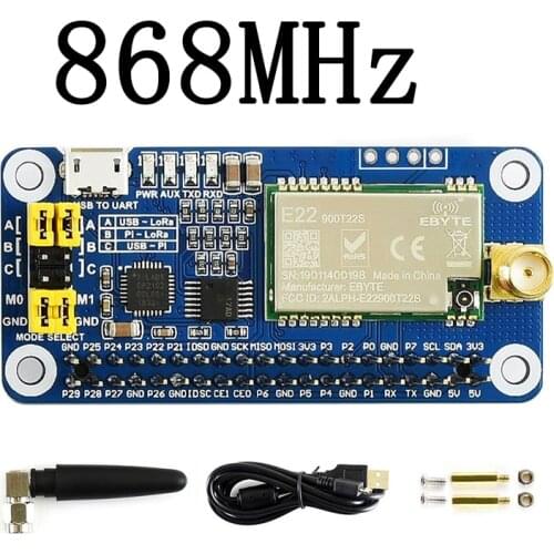 868MHz LoRa Low-Power Long Range Long-Distance Communication Radio Wireless Module Board HAT for Raspberry Pi Zero W H 3 4