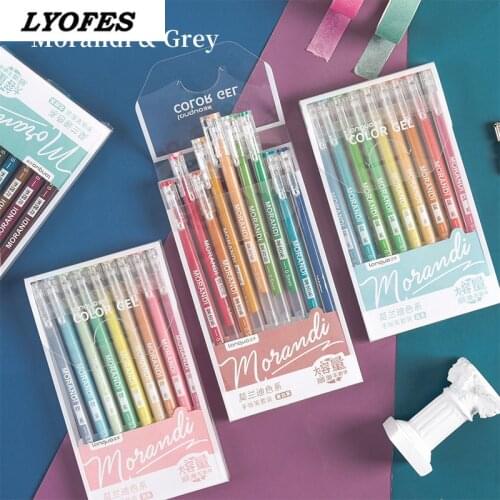 9pcs Morandi Gray Pens Set Multi Color Gel Ink Pens Vintage Marker Liner 0.5mm Ballpoint Stationery Gift Office School