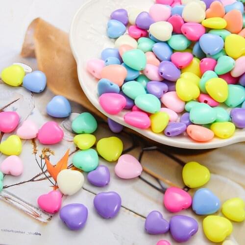 12x11mm/13x14mm 75/45pcs New Fashion Colourful Heart Acrylic Loose Spacer Beads For Jewelry Making DIY Accessories