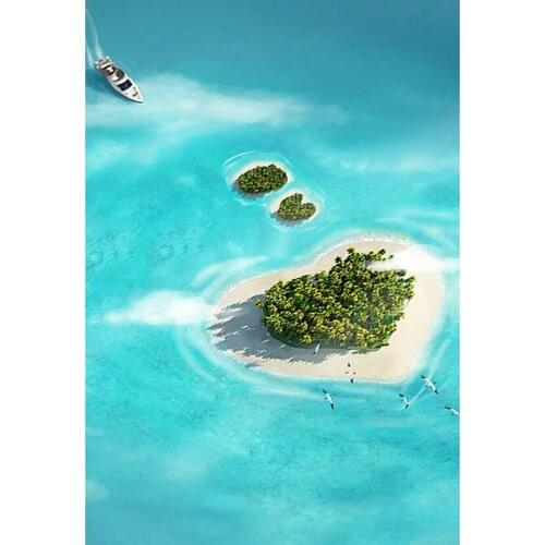 Diamond Painting Full Square/Round Drill DIY Blue Sea Heart-shaped Island Embroidery Cross Stitch 5D Home Decor JX373