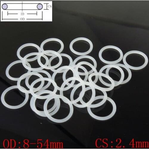 White Food Grade Silicon Rubber O-Ring Seals Washer Cross Section 2.4mm OD 8-54mm