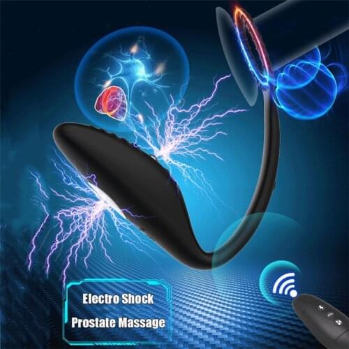 Wireless Remote Control Electric Shock Prostate Massager Adult Sex Product Anal Vibrator Cock Ring Erotic Toys For Men Butt Plug