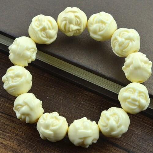 KYSZDL Buddha beads bracelets 17x19mm Buddha face imitation ivory bracelet men wholesale lucky bracelets gifts