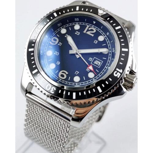 44MM Design Brand Luxury Men Watches Automatic Blue Watch Men Stainless Steel Waterproof Business Sport Mechanical Wristwatch