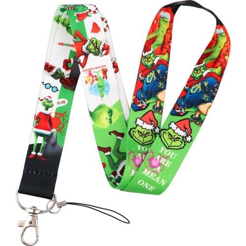 ER735 Cartoon Figure Green Monster Key Chain Lanyard Gifts For Child Friend Phone USB Badge Holder Necklace Christmas Gift