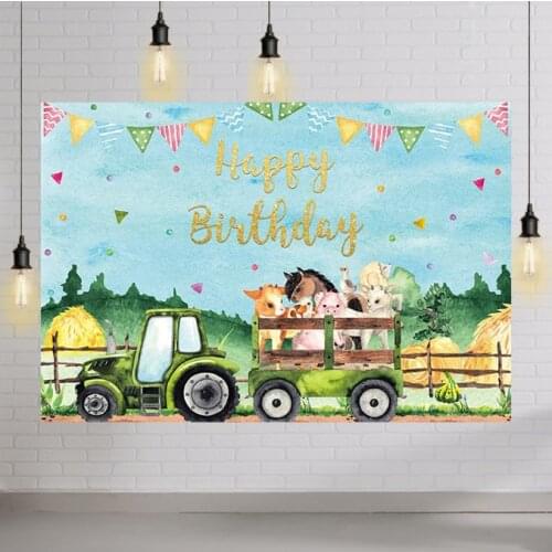 Farm Animal Backdrop for Kids Birthday Party Background Boys Girls Tractor Farmer Scene Start Your Ractor Get In Gear Banner