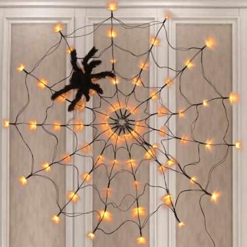 1M Spider Web Halloween Fairy String Light USB Battery Operated Spider Net Lamp Home Room Halloween Party Decoration