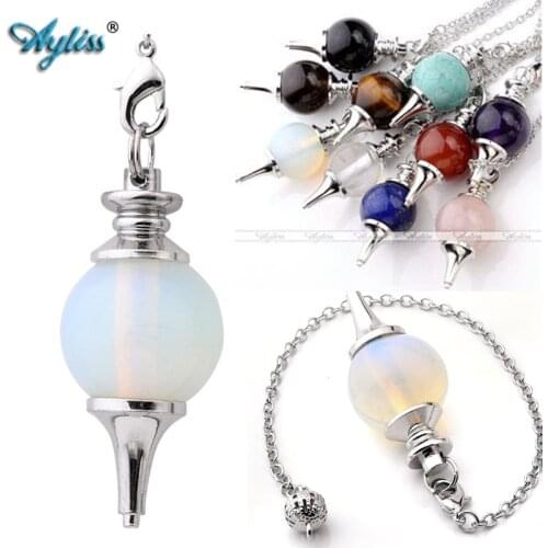 Ayliss Dropship Crystal Stones Pendulums for Dowsing Circular Cone Charm Balance Reiki Healing Energy Dowsing Pendant Divination