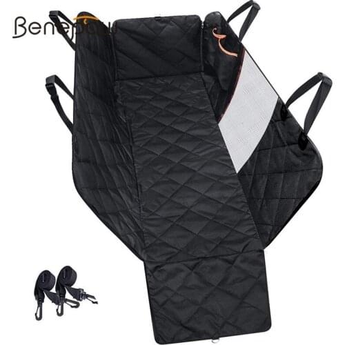 Benepawpet Quality Waterproof Pet Dog Car Seat Cover Mesh Visual Window Nonslip Car Dog Hammock Trunk Mat With Storage Pockets