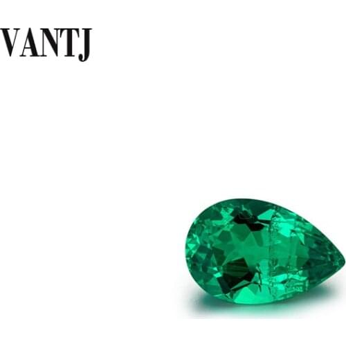 VANTJ Hydrothermal Created Emerald Lab Grown Loose Gemstone Round Cut Diy for Silver Gold Women Jewelry Random Delivery