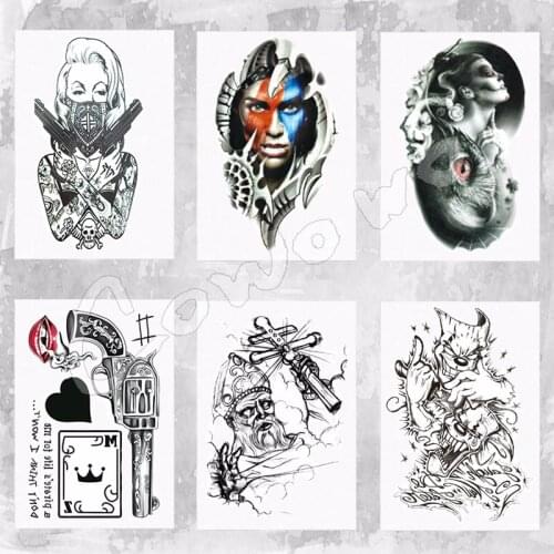 Cool Tattoo Girl With Guns Waterproof Temporary Tattoo Stickers