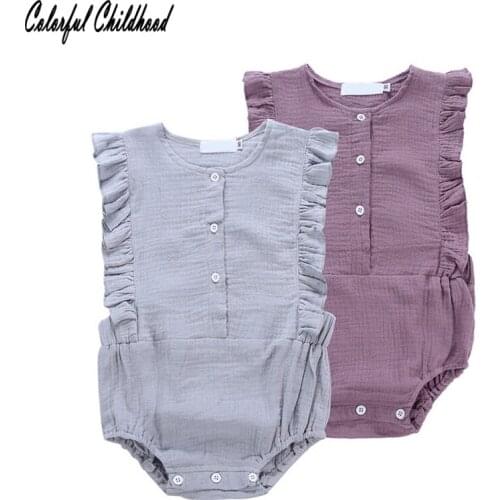 Newborn Infant Baby Girl Flutter Sleeve Bodysuit Pure Candy Color Toddler Kids Twins onesies For Children Baby Clothes for 0-24m