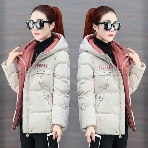 Cotton womens short 2019 new Korean down cotton jacket winter coat womens loose plus thick small cotton clothing white coat